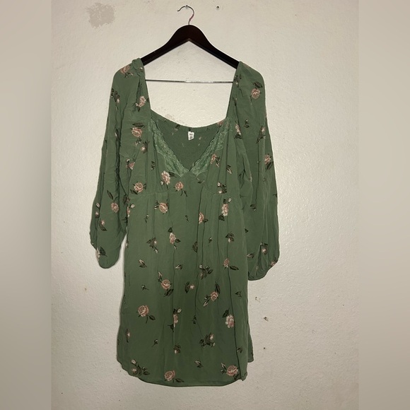 BP Lace Trim Long Sleeve Babydoll MIDI Dress 1X Floral Boho Fairy Y2K Romantic - Picture 3 of 12